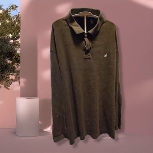 Nautica Men's long-sleeve, dark brown polo shirt size XXL, VGUC.